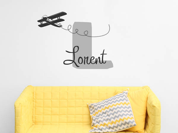 Wandtattoo Lorent mit Flugzeug