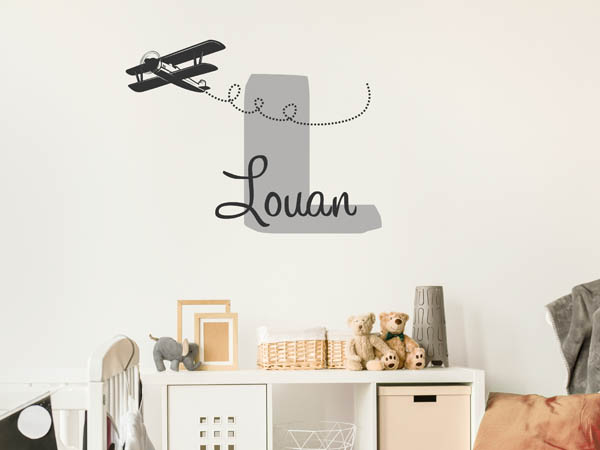 Wandtattoo Louan mit Flugzeug