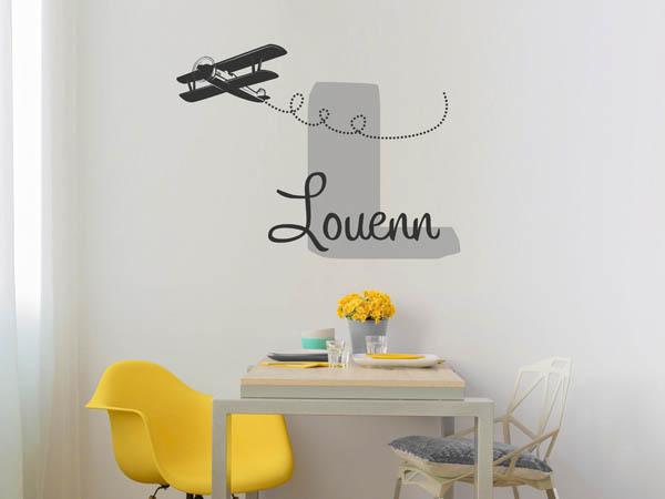 Wandtattoo Louenn mit Flugzeug
