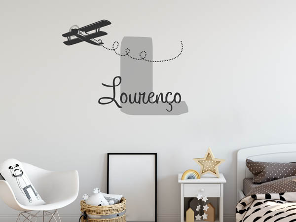 Wandtattoo Lourenço mit Flugzeug