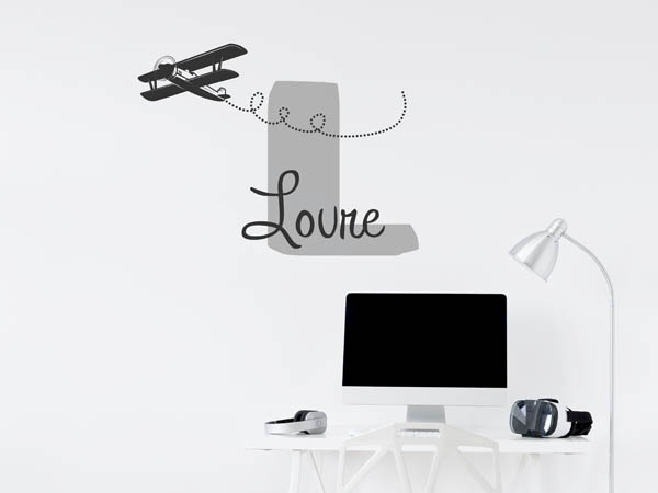 Wandtattoo Lovre mit Flugzeug