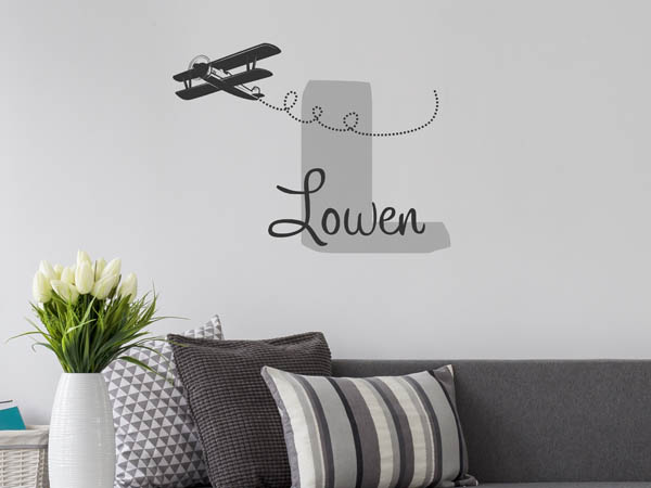 Wandtattoo Lowen mit Flugzeug