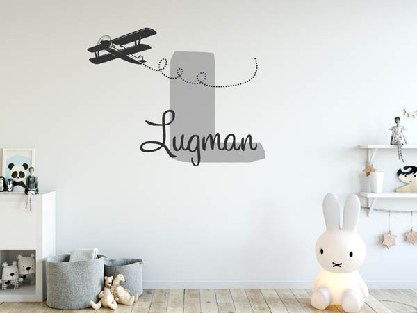 Wandtattoo Lugman mit Flugzeug