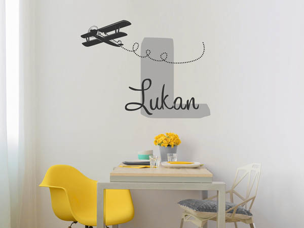 Wandtattoo Lukan mit Flugzeug
