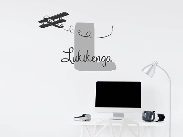Wandtattoo Lukikenga mit Flugzeug