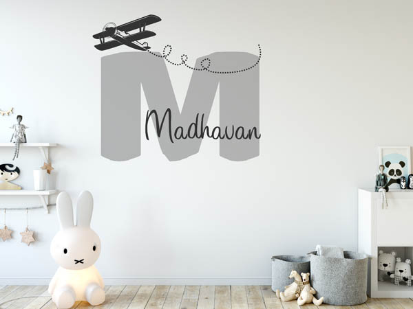 Wandtattoo Madhavan mit Flugzeug