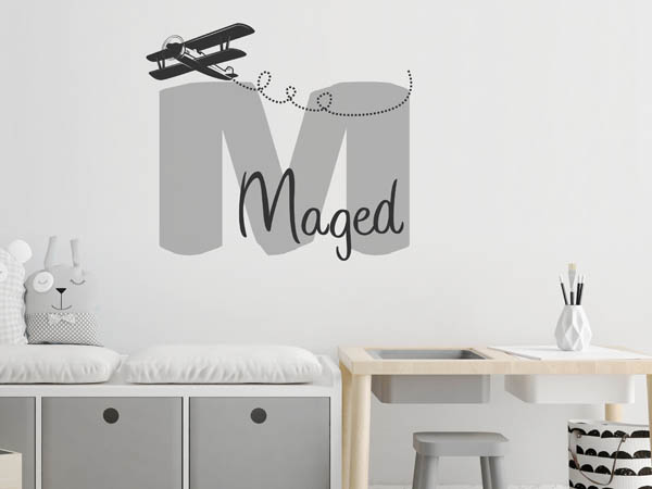 Wandtattoo Maged mit Flugzeug