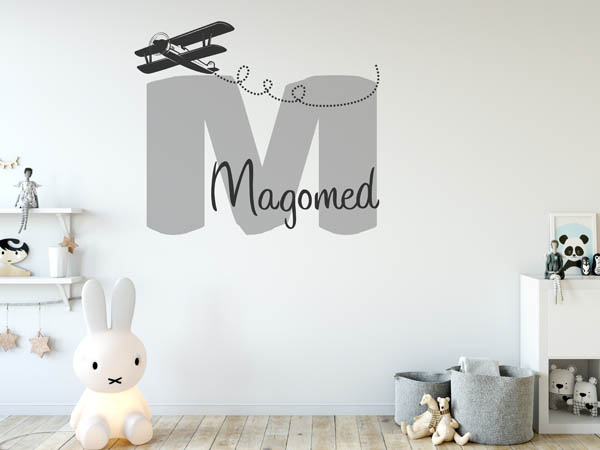 Wandtattoo Magomed mit Flugzeug