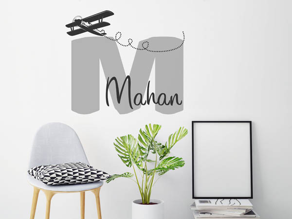 Wandtattoo Mahan mit Flugzeug