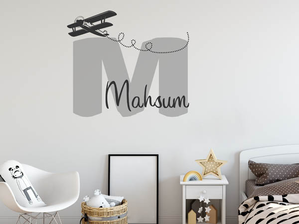 Wandtattoo Mahsum mit Flugzeug