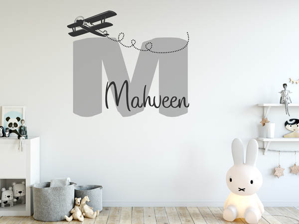 Wandtattoo Mahveen mit Flugzeug