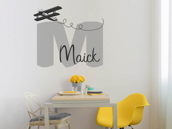 Wandtattoo Maick mit Flugzeug