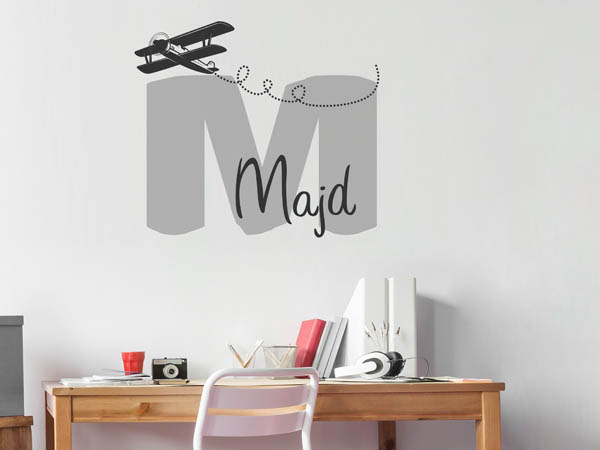 Wandtattoo Majd mit Flugzeug