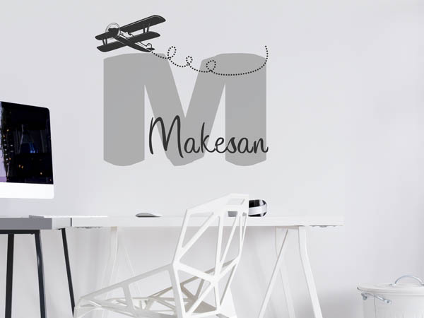 Wandtattoo Makesan mit Flugzeug