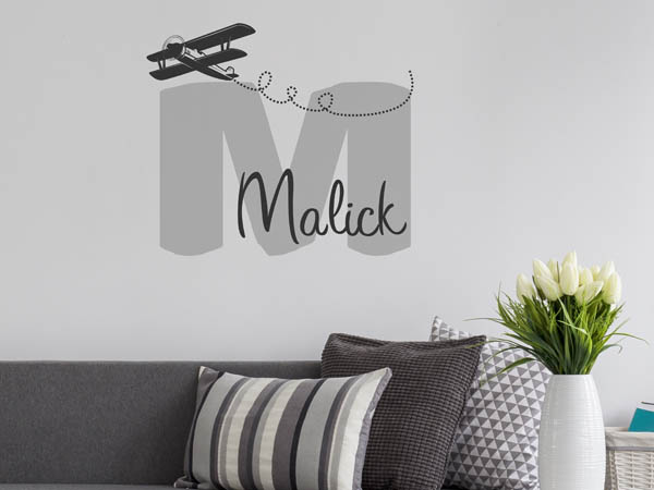 Wandtattoo Malick mit Flugzeug