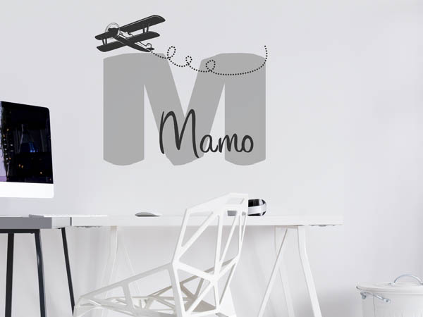 Wandtattoo Mamo mit Flugzeug