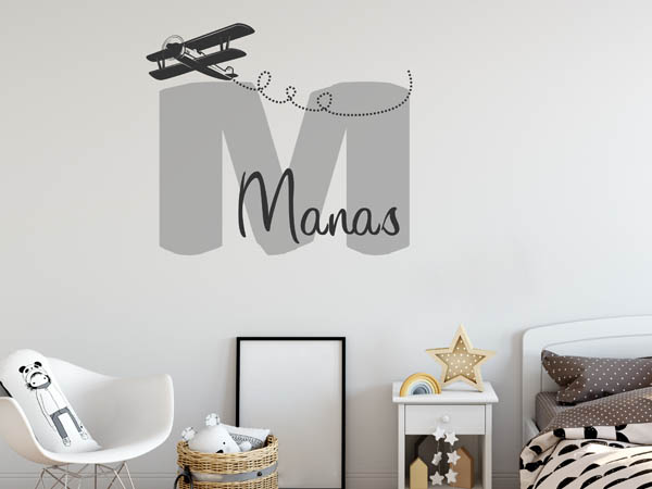 Wandtattoo Manas mit Flugzeug