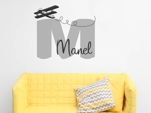 Wandtattoo Manel mit Flugzeug