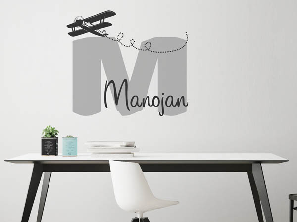 Wandtattoo Manojan mit Flugzeug