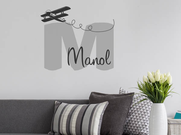 Wandtattoo Manol mit Flugzeug