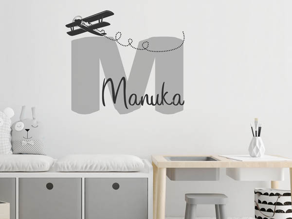 Wandtattoo Manuka mit Flugzeug