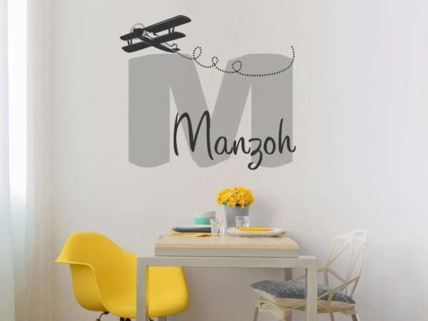 Wandtattoo Manzoh mit Flugzeug