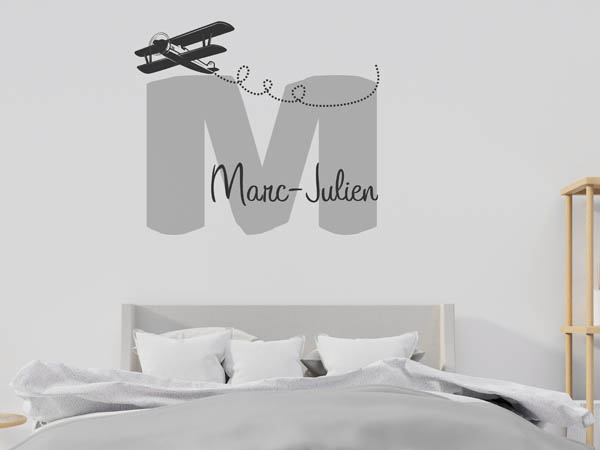 Wandtattoo Marc-Julien mit Flugzeug