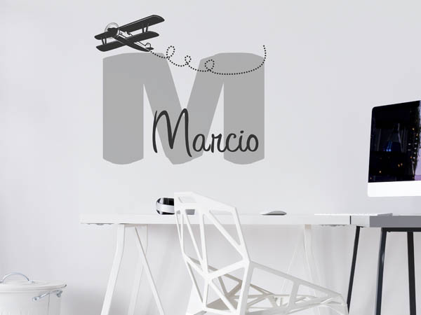 Wandtattoo Marcio mit Flugzeug