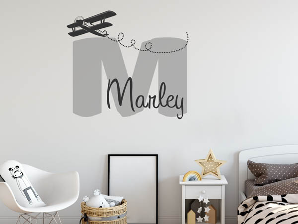 Wandtattoo Marley mit Flugzeug