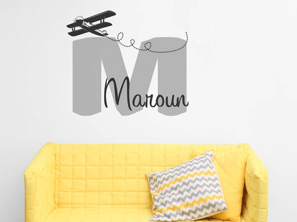 Wandtattoo Maroun mit Flugzeug