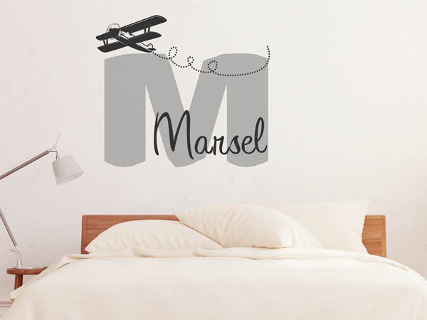 Wandtattoo Marsel mit Flugzeug