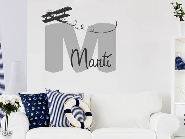Wandtattoo Martí mit Flugzeug