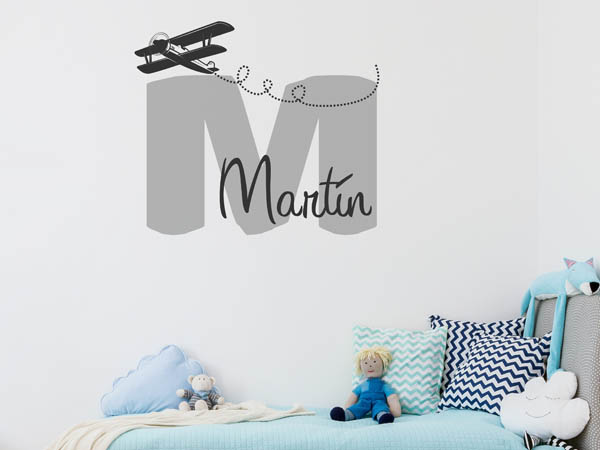 Wandtattoo Martín mit Flugzeug