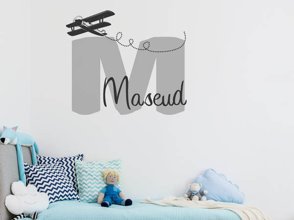 Wandtattoo Maseud mit Flugzeug