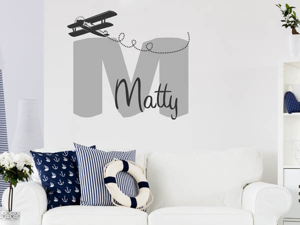 Wandtattoo Matty mit Flugzeug