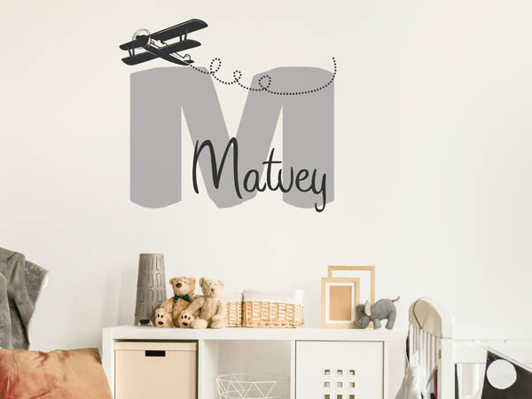 Wandtattoo Matvey mit Flugzeug