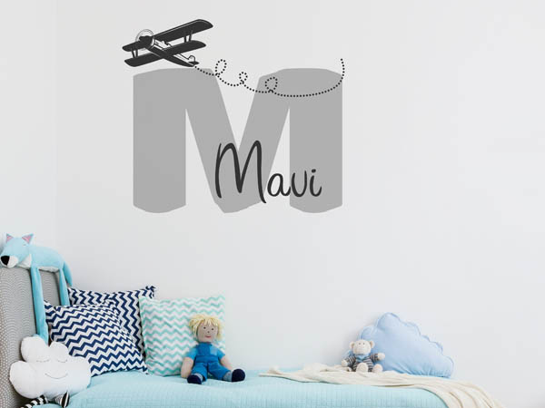 Wandtattoo Mavi mit Flugzeug