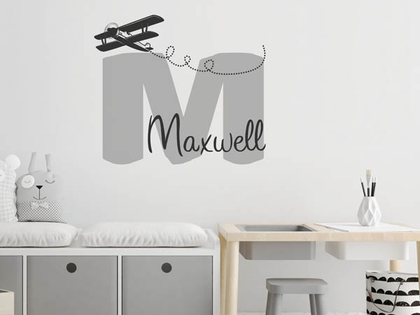 Wandtattoo Maxwell mit Flugzeug