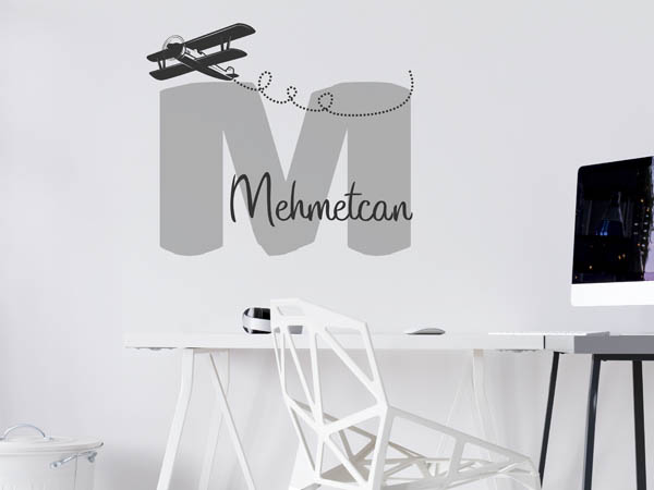 Wandtattoo Mehmetcan mit Flugzeug