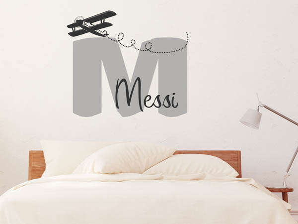 Wandtattoo Messi mit Flugzeug