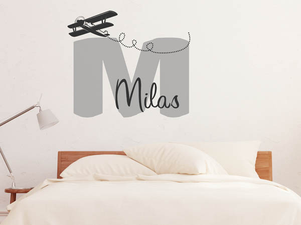 Wandtattoo Milas mit Flugzeug