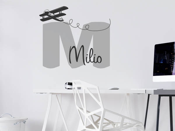 Wandtattoo Milio mit Flugzeug