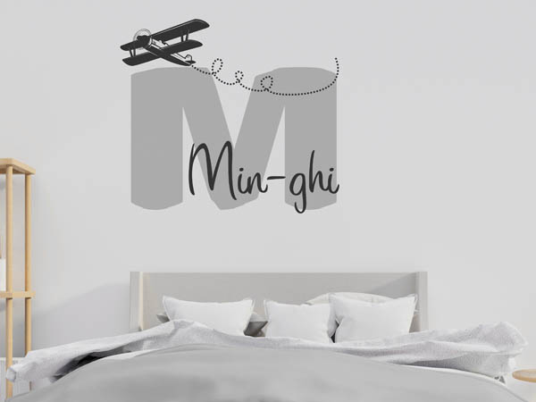 Wandtattoo Min-ghi mit Flugzeug