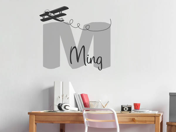 Wandtattoo Ming mit Flugzeug