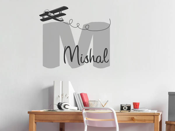 Wandtattoo Mishal mit Flugzeug