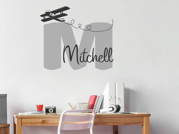 Wandtattoo Mitchell mit Flugzeug