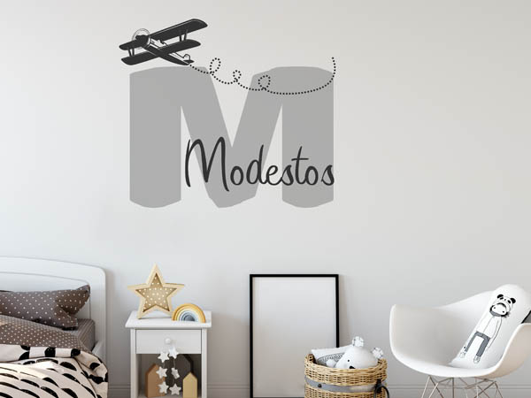 Wandtattoo Modestos mit Flugzeug