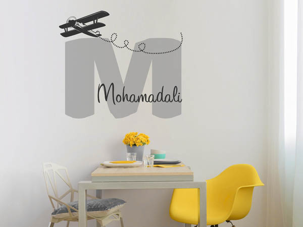 Wandtattoo Mohamadali mit Flugzeug
