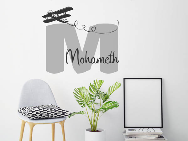 Wandtattoo Mohameth mit Flugzeug