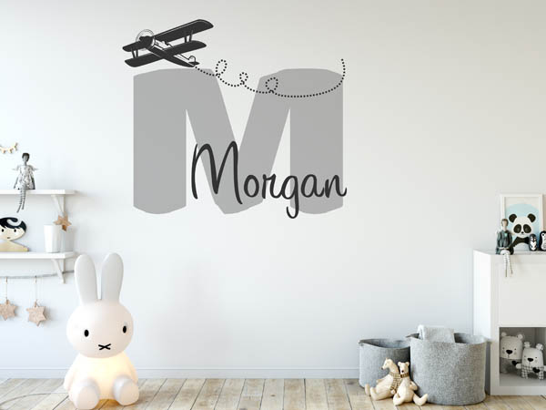 Wandtattoo Morgan mit Flugzeug